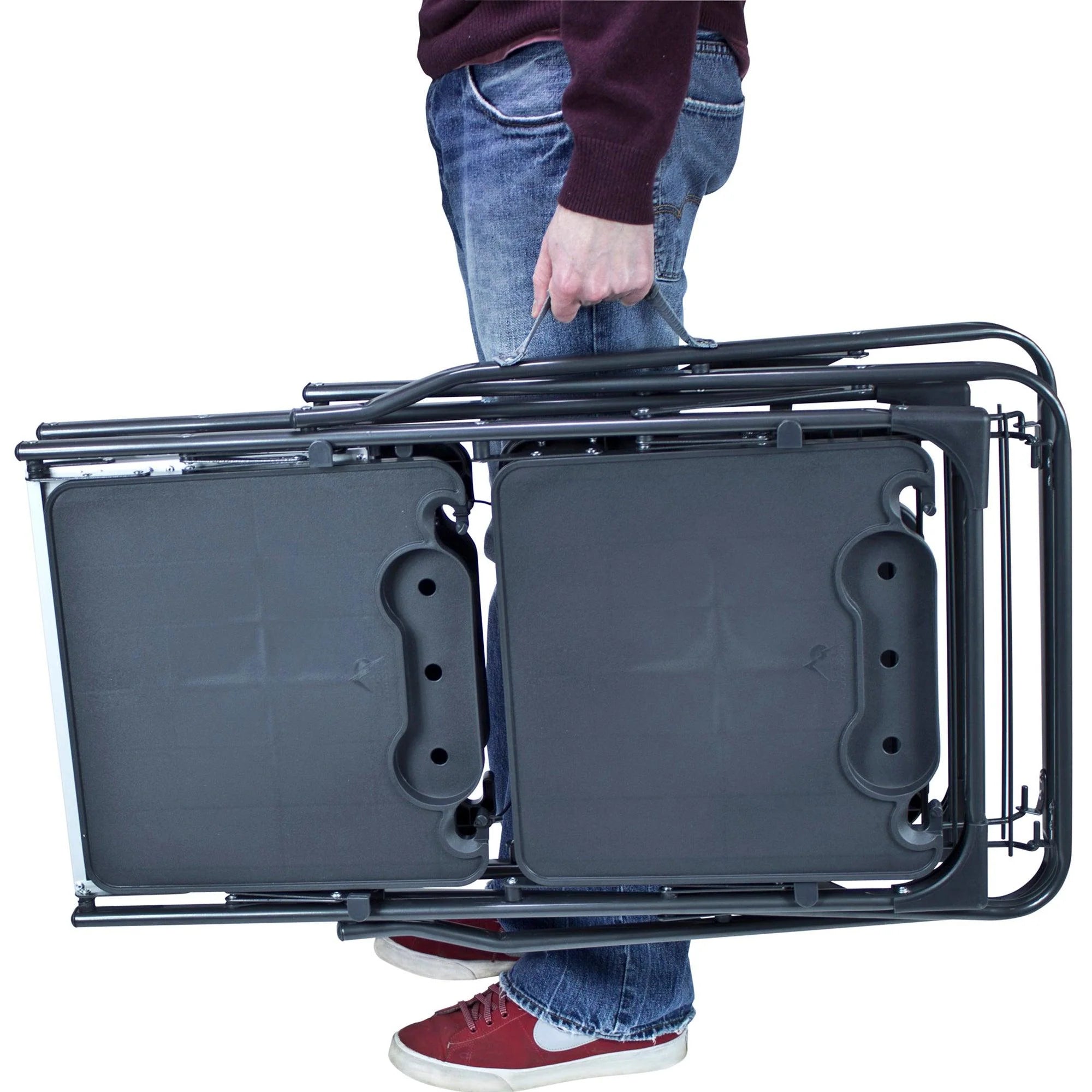 "Sturdy lower rack for extra storage of coolers or cookware.