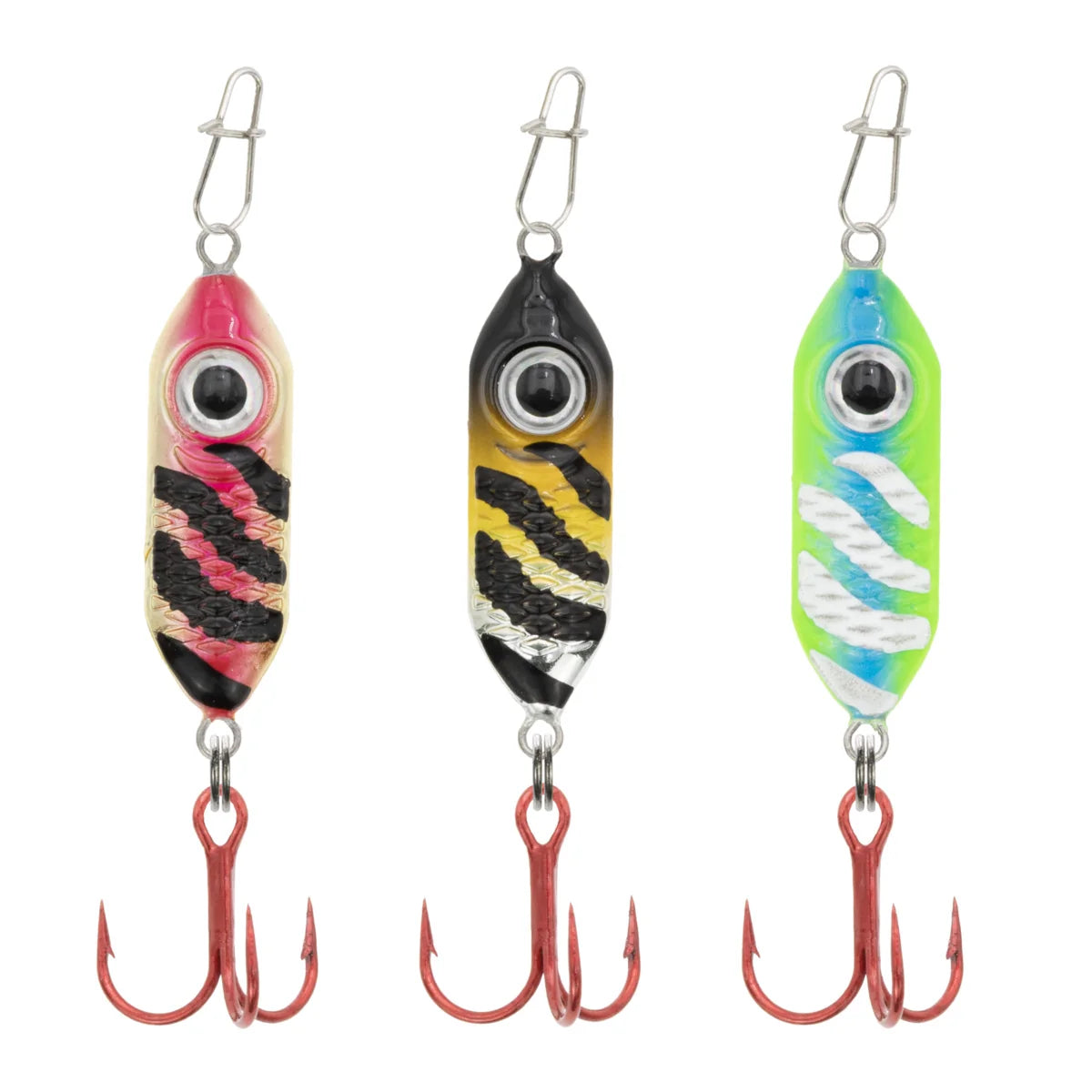 Clam Tungsten Rattlin’ Drop Spoon 3-pack for ice fishing