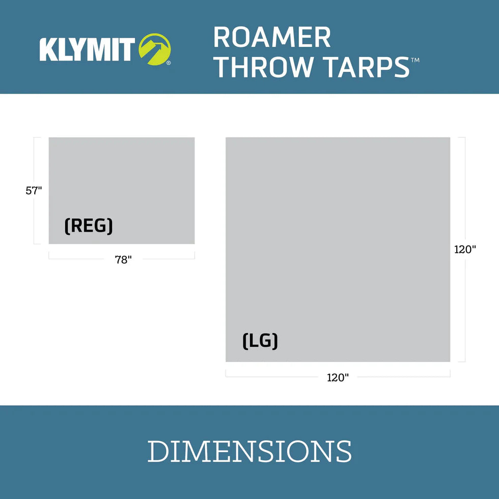 Roamer Throw Tarp configured as an overhead canopy, creating a large shaded area for outdoor relaxation