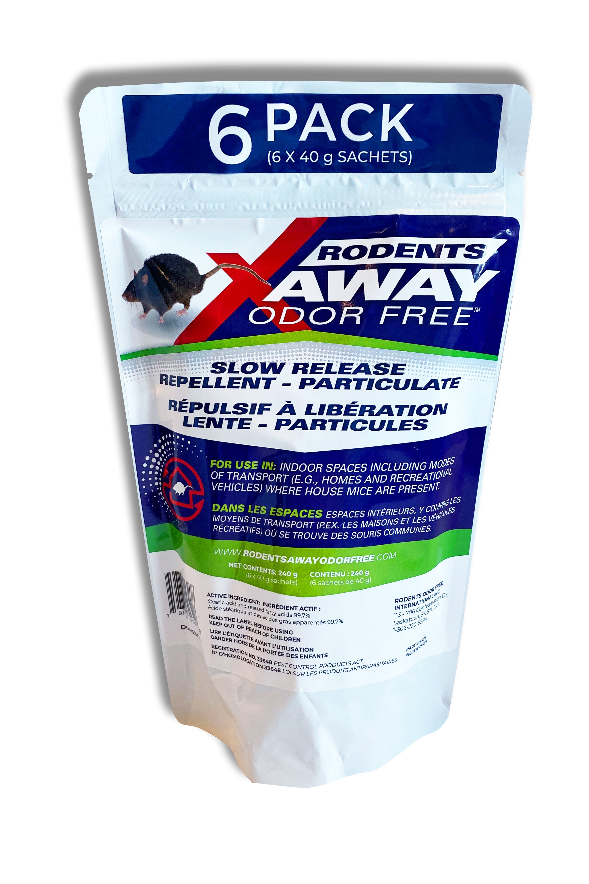 Rodents away odor free slow reach pouches