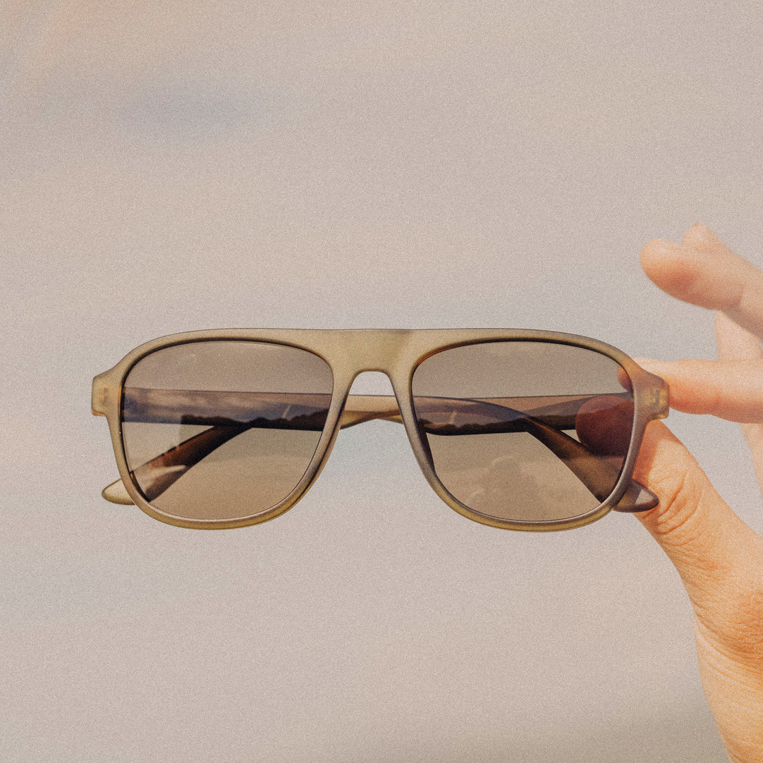 Square aviator sunglasses with ultralight recycled frame Sunski Shoreline