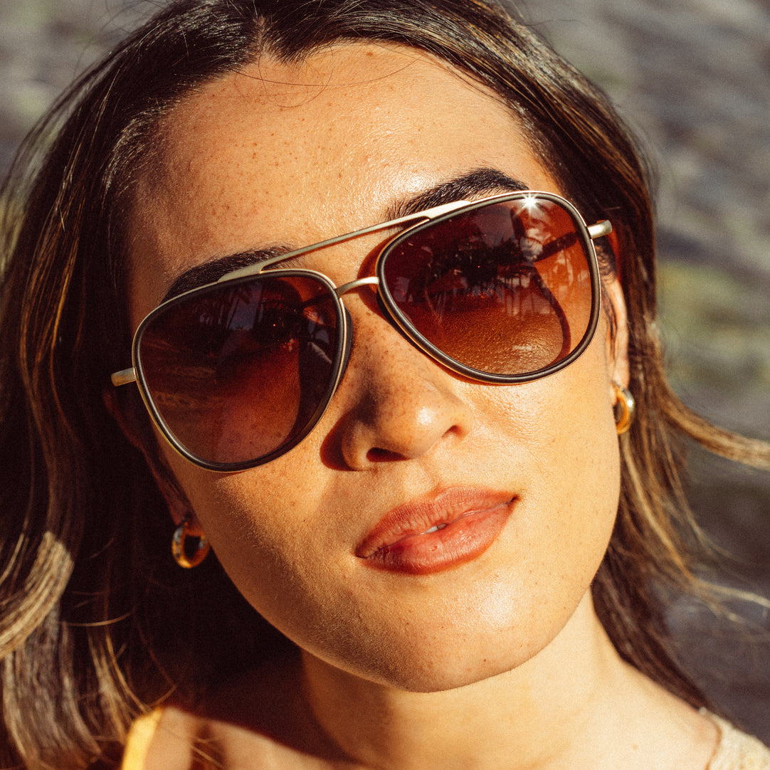 Sunski Sirocco oversized aviator sunglasses with amber polarized CR-39 lenses