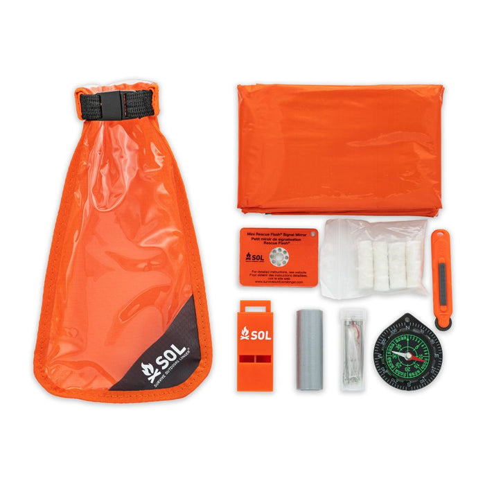 SOL Scout survival kit in roll-top waterproof dry bag