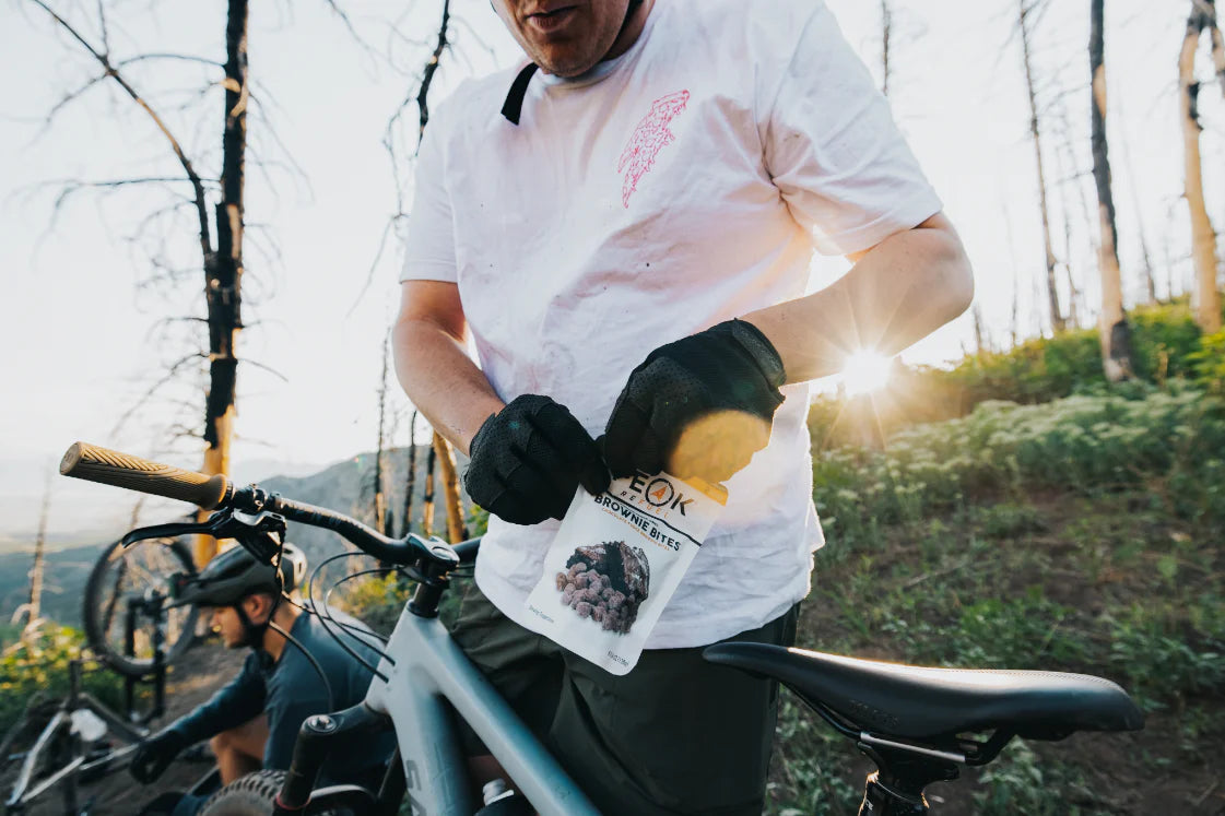 Shelf-stable dessert snack: chocolate fudge brownie bites for hiking, backpacking, and survival kits