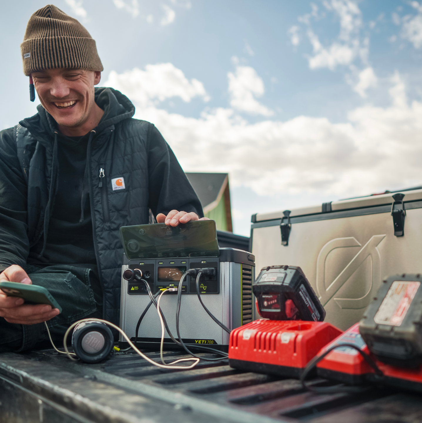 Portable solar-compatible power station for off-grid charging