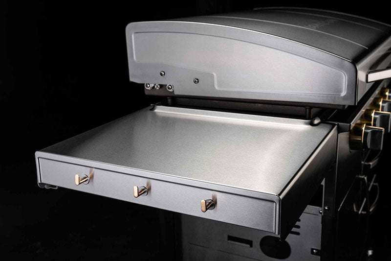 Blackstone Select stainless steel 36 inch griddle with caster wheels