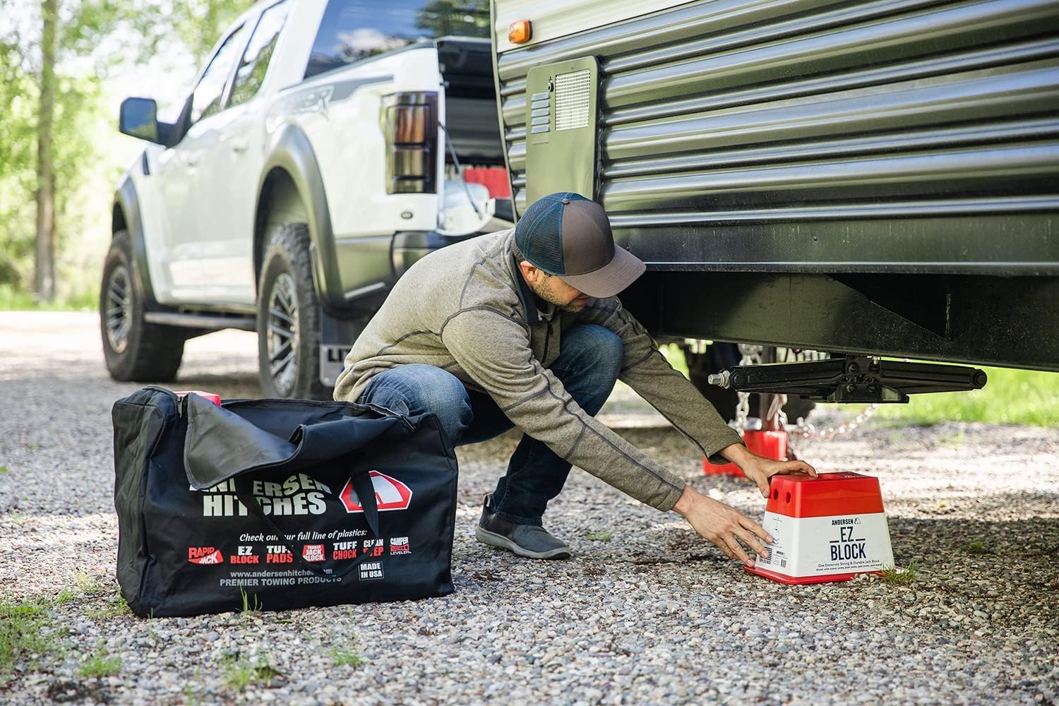 ANDERSEN HITCHES | RV Accessories | Single Trailer EZ Jack Block| Leveling System | RV Stabilizer Stands | Heavy Duty Camper Level for RVs | 3621