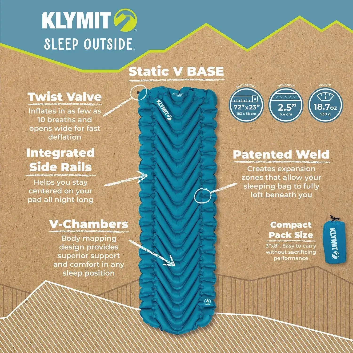 Sleeping pad with contoured chambers for stable all-night comfort