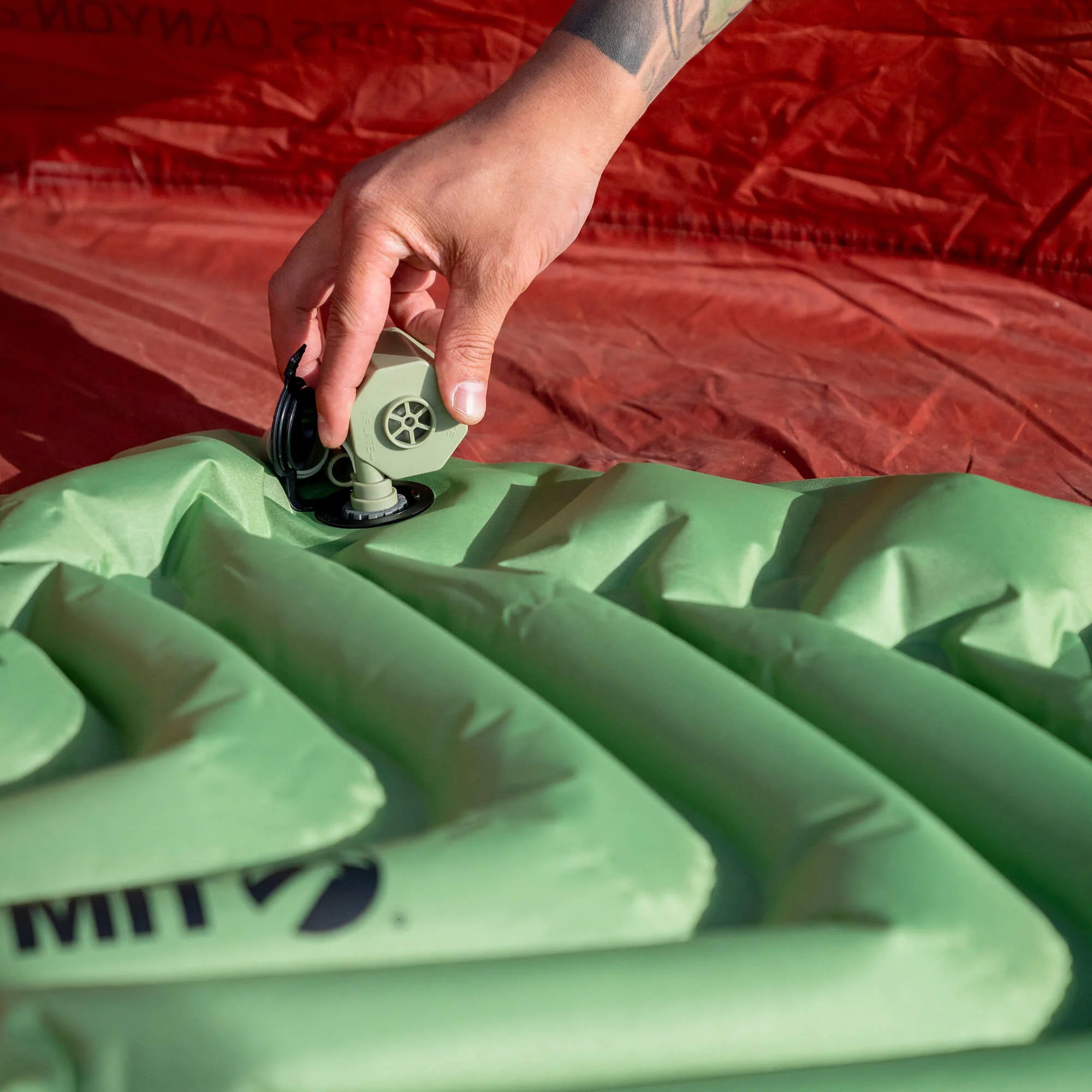 Dimensions of the Klymit Static V™ sleeping pad: 72 x 23 x 2.5 inches when inflated.