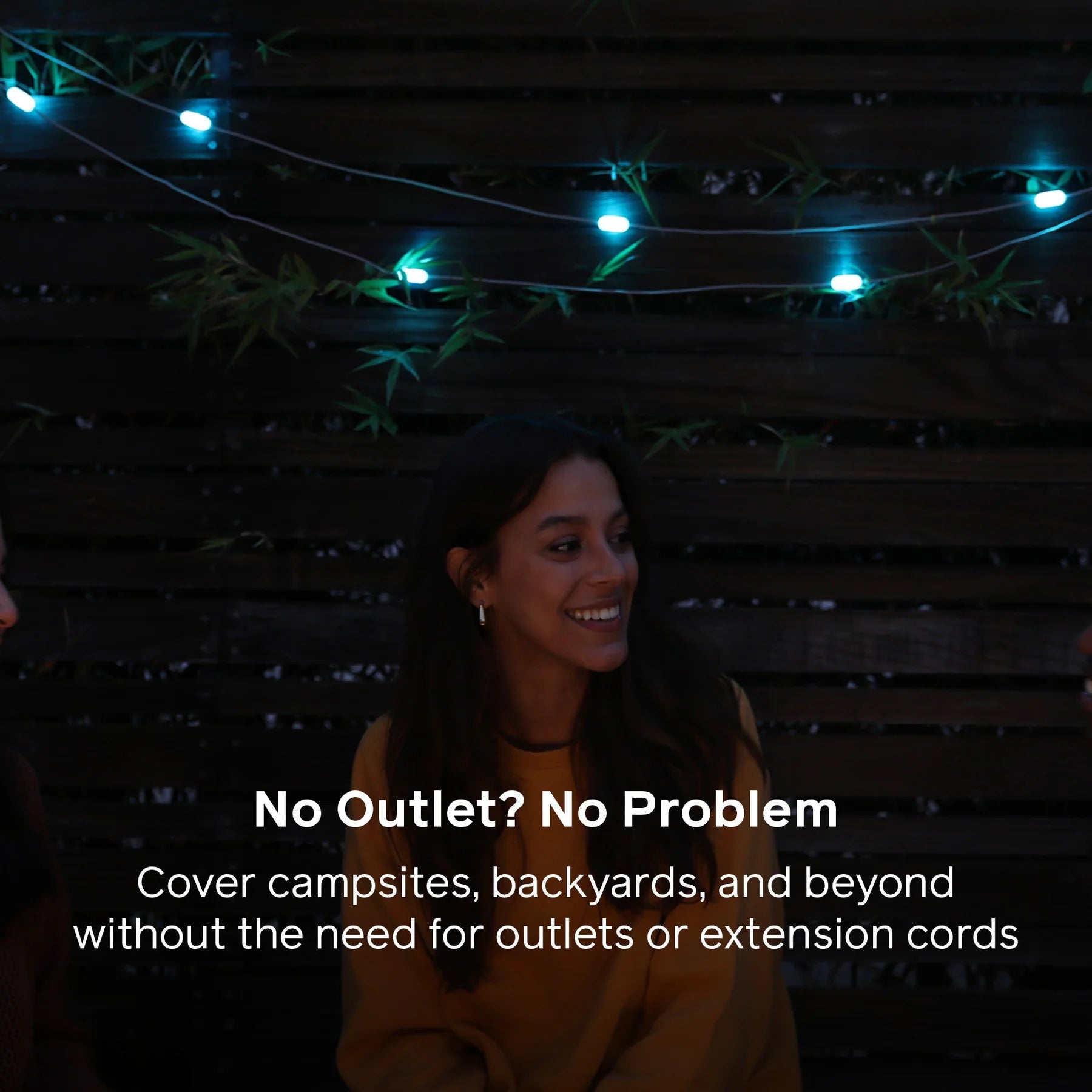 Compact Storage View: String Lights Retracted into Portable Solar Unit