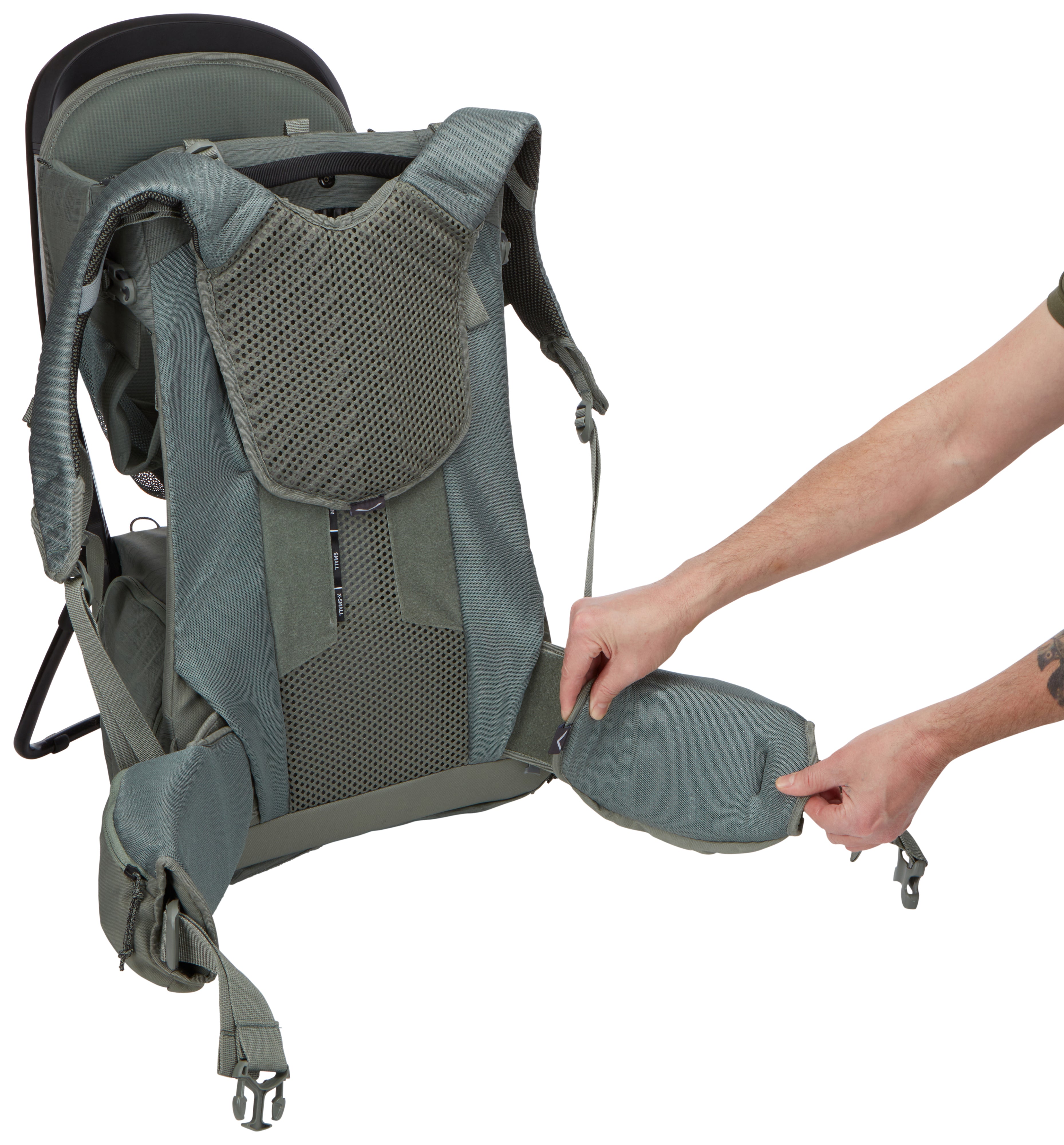 Adjustable torso and hip belt ensure a perfect fit for parents, making long hikes more comfortable.