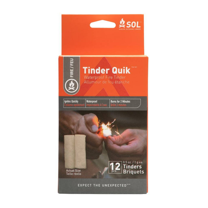 SOL Tinder Quik 12-pack waterproof fire starter tinder