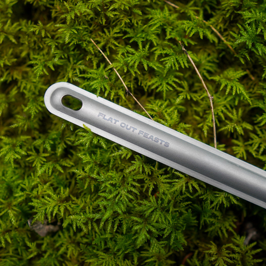 Lightweight titanium backpacking spoon for outdoor cooking