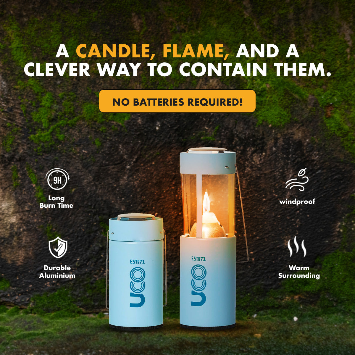 UCO Candle Lantern windproof camping lantern with glass chimney