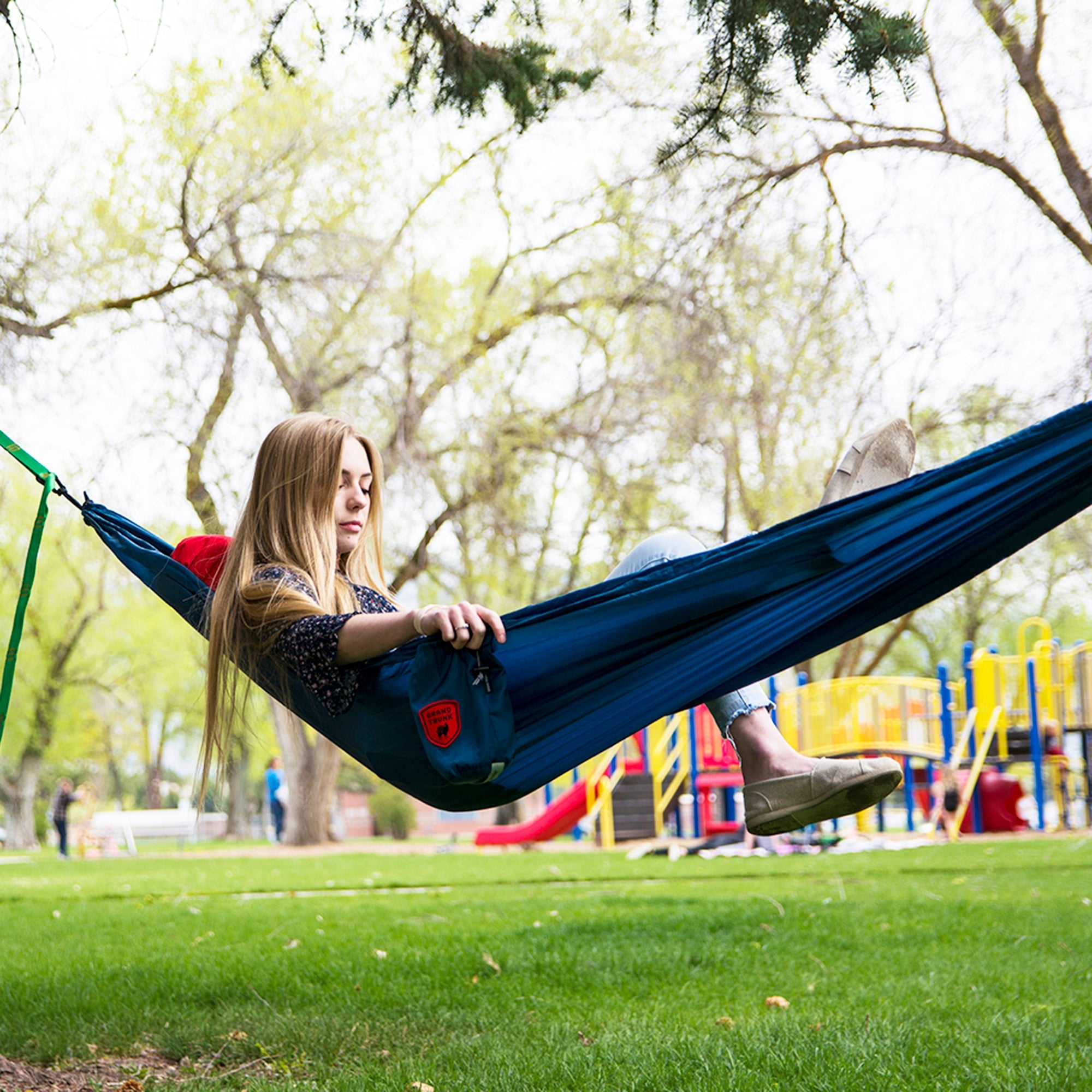 Lightweight camping hammock for relaxing after hiking, beach days, work, or outdoor activities