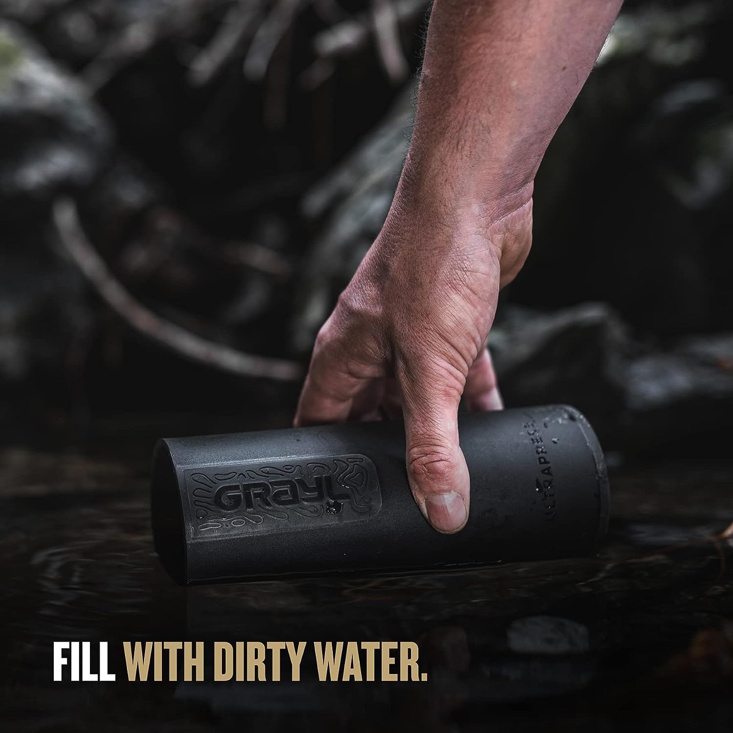 GRAYL UltraPress 16.9 oz Water Purifier & Filter Bottle for Hiking, Backpacking, Survival, Travel