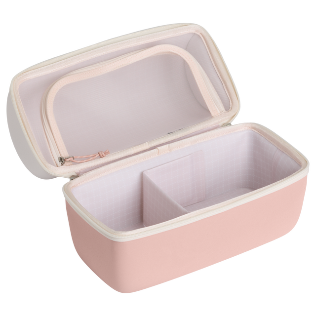 Portable lunch cooler featuring molded EVA shell and built-in storage divider