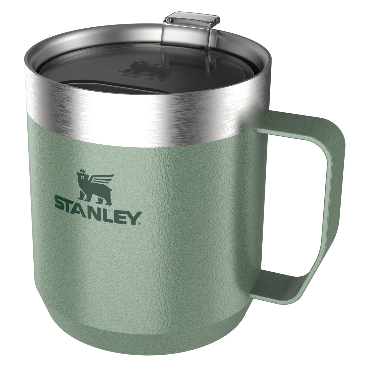 Green stainless steel 12 oz Stanley mug ideal for camping and work use