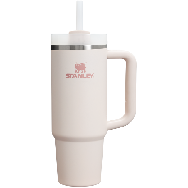 White Stanley mug with a handle on a white background