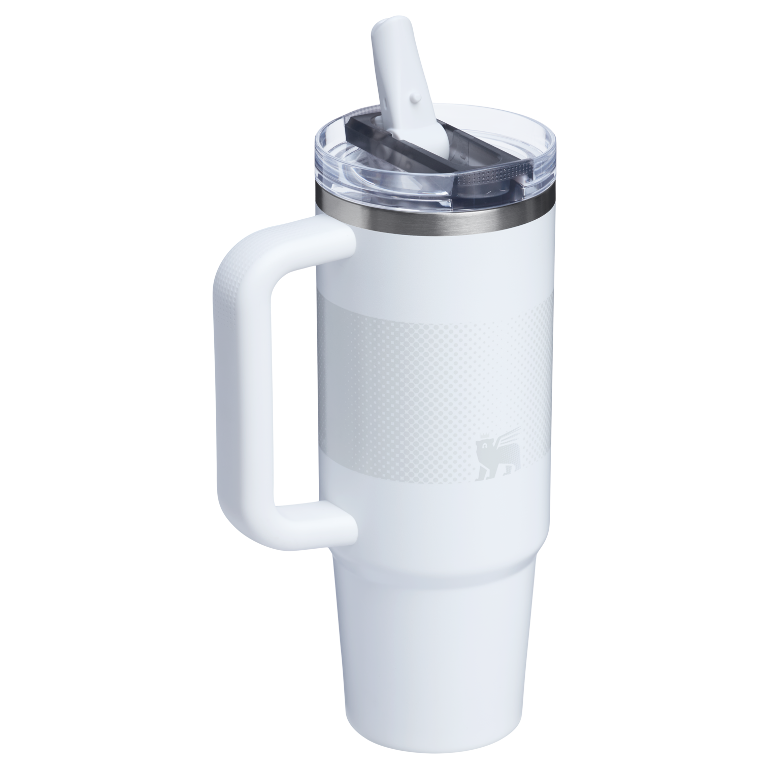 Close-up of the Quencher ProTour Flip Straw lid showing removable spout and replaceable seal