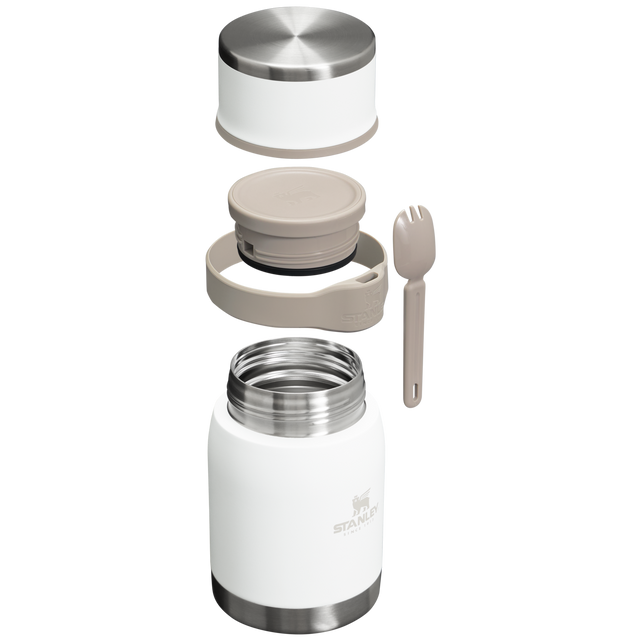 Leakproof 18/8 stainless steel thermos food container with spork band