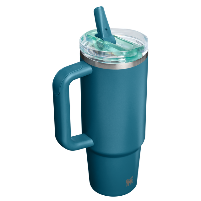 30 oz insulated tumbler with flip straw lid and comfort grip handle