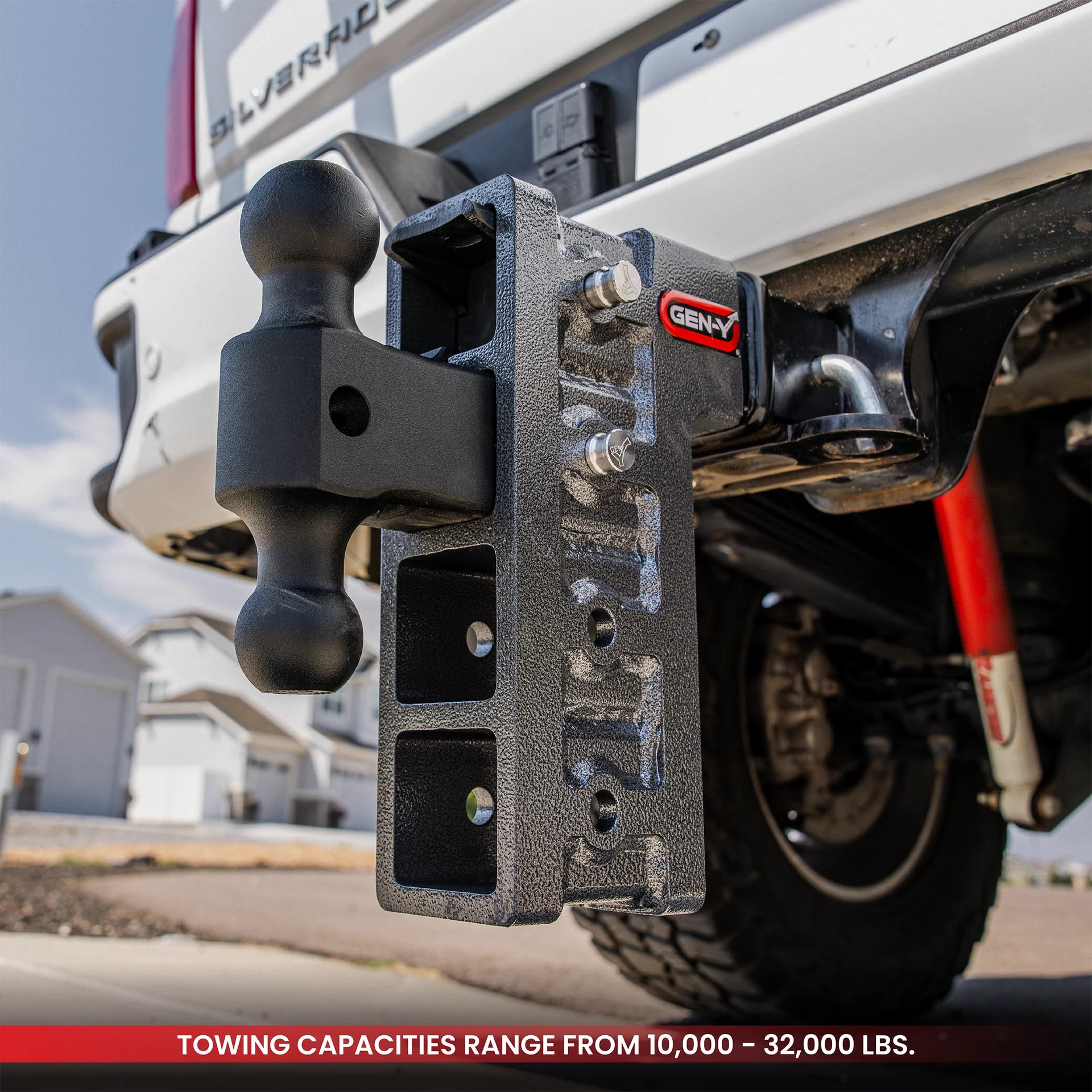 2-inch shank drop hitch with 5 to 17.5 inch drop or rise range