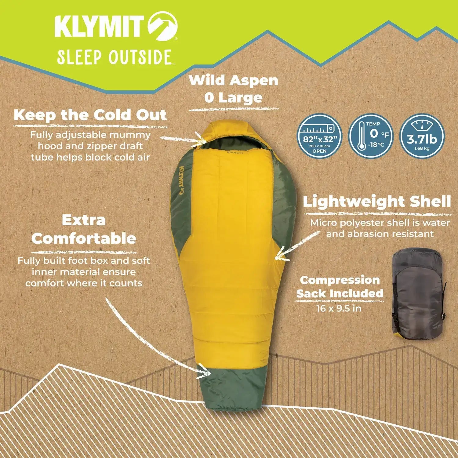 Wild Aspen 0 synthetic insulated sleeping bag for winter camping and backcountry use