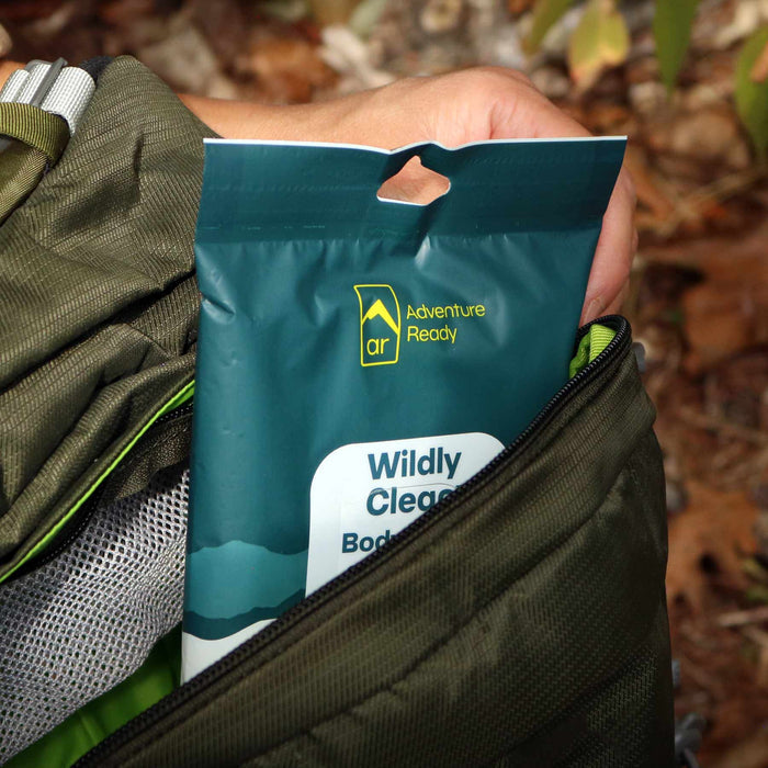 Textured plant-based body wipes for outdoor adventures