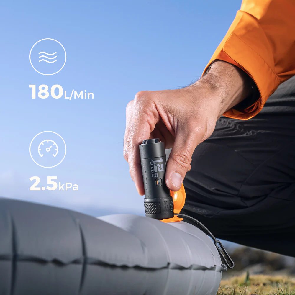 Ultralight backpacking air pump weighing only 1.2 oz for outdoor travel