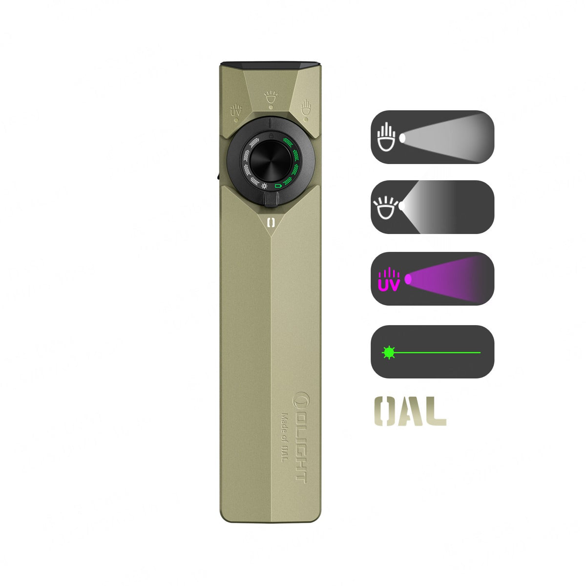 Olight ArkPro Flat EDC flashlight showing its slim profile and control buttons