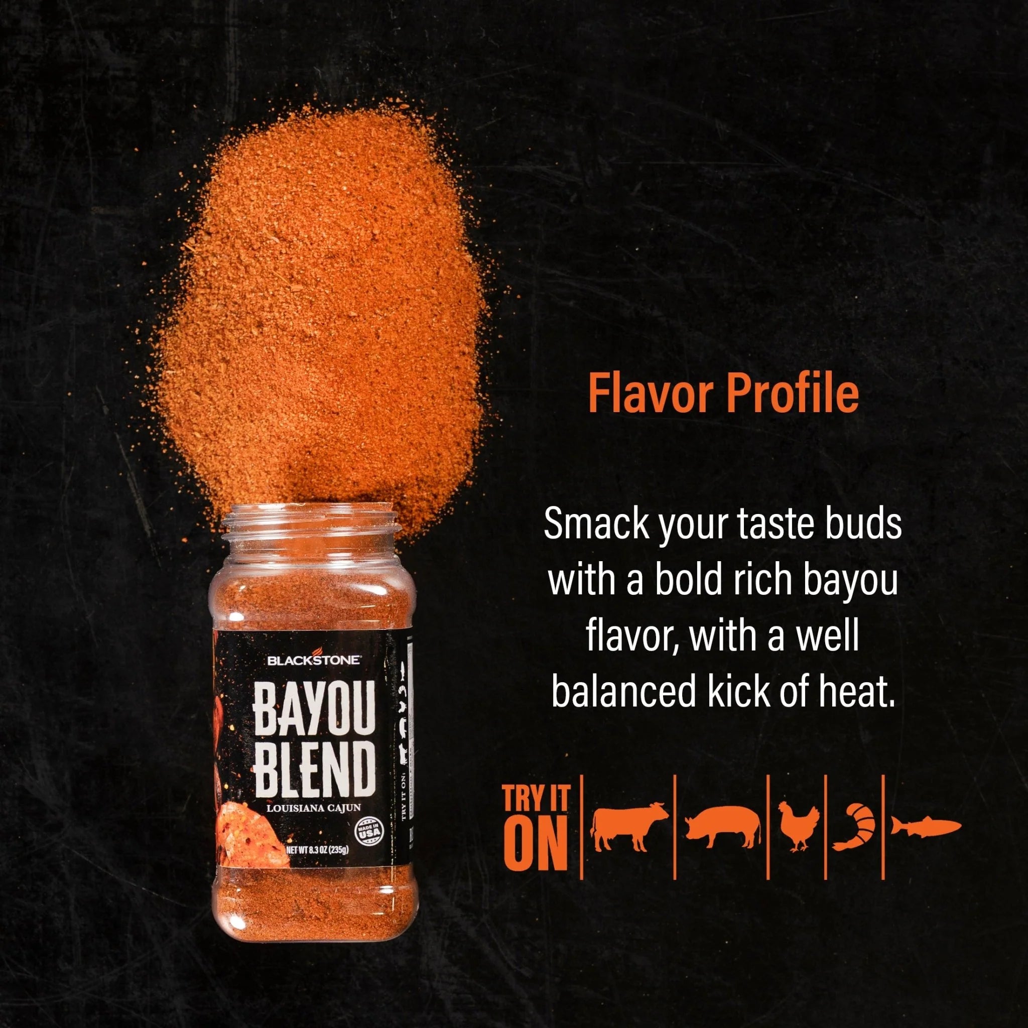 Blackstone Bayou Blend spice blend for griddle and grill cooking