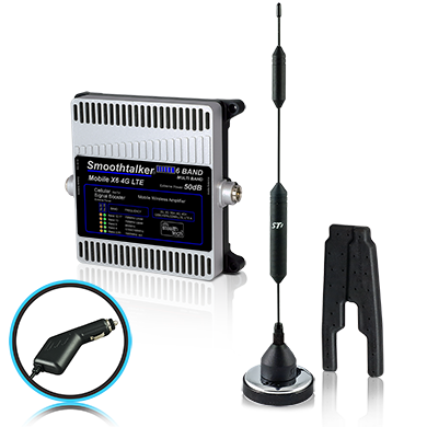 Mobile X6 Extreme Power Booster with antennas and accessories for vehicle cellular signal enhancement
