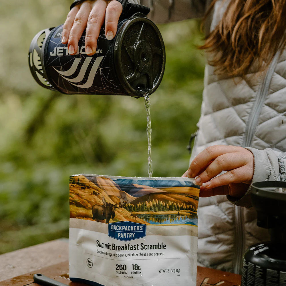 Scrambled egg breakfast meal for camping and backpacking