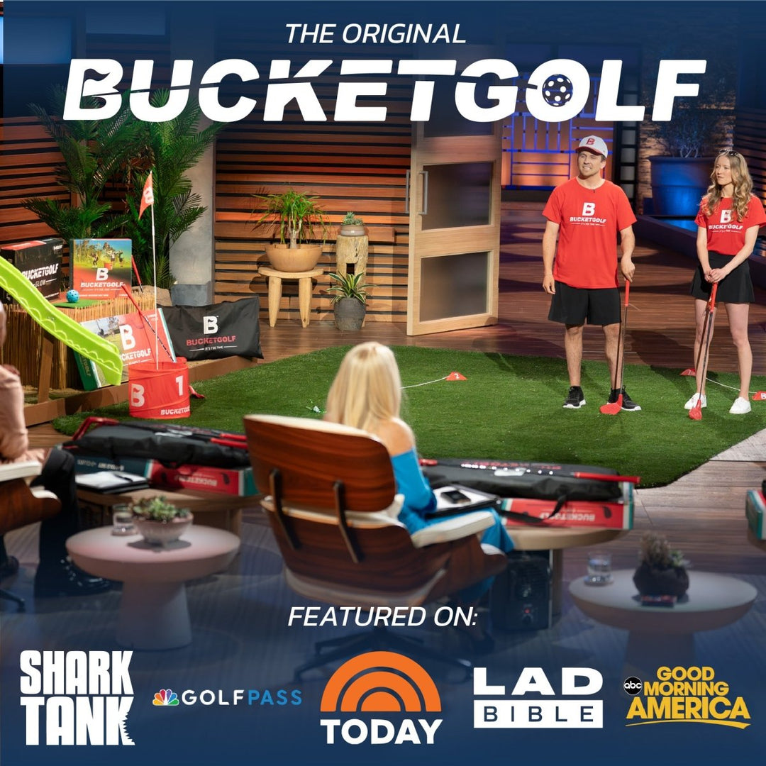 BucketGolf pop-up golf bucket hole with flagstick for backyard games