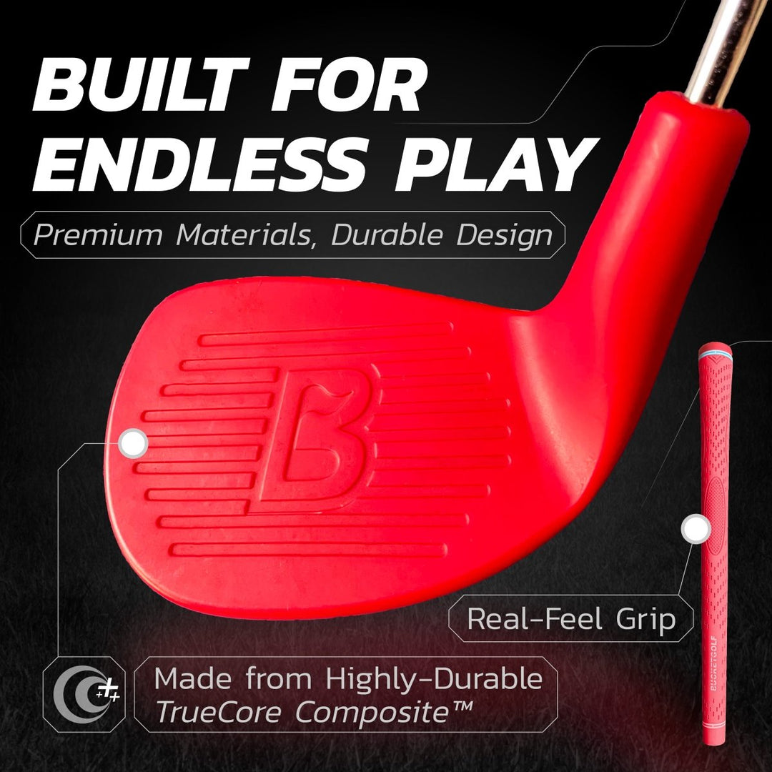BucketGolf oversized club showing large hitting area for improved accuracy