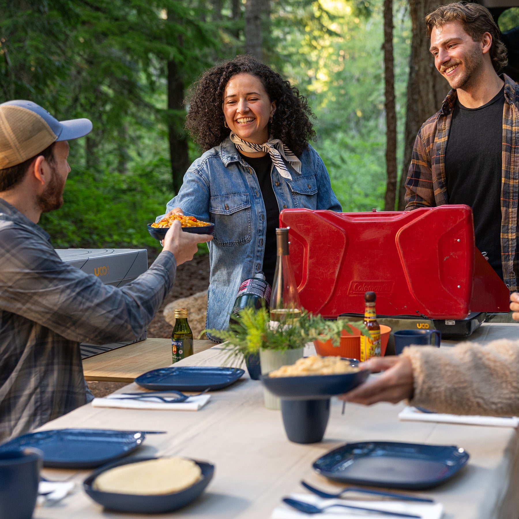 Eco-friendly camping utensils made from recycled polypropylene with storage pouch