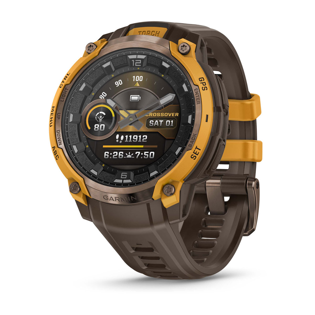 Garmin Instinct Crossover AMOLED hybrid GPS smartwatch with analog hands