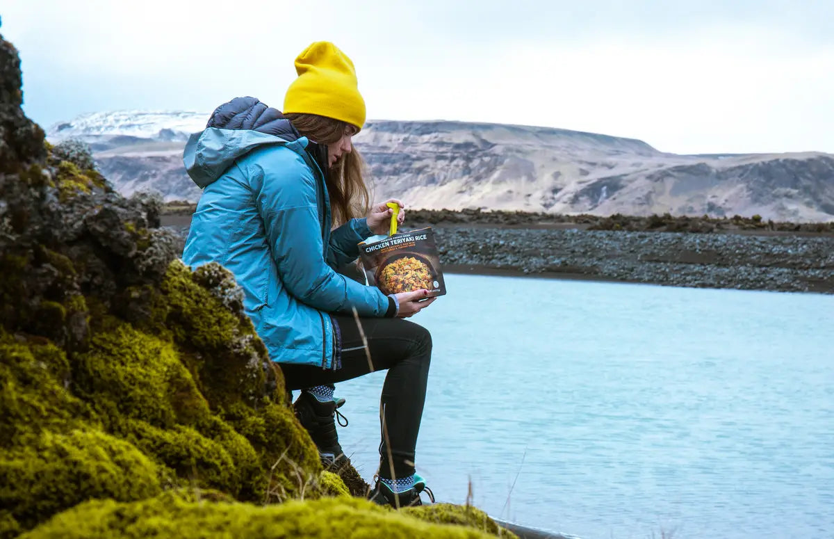 Backpacking dinner chicken teriyaki rice with savory teriyaki sauce