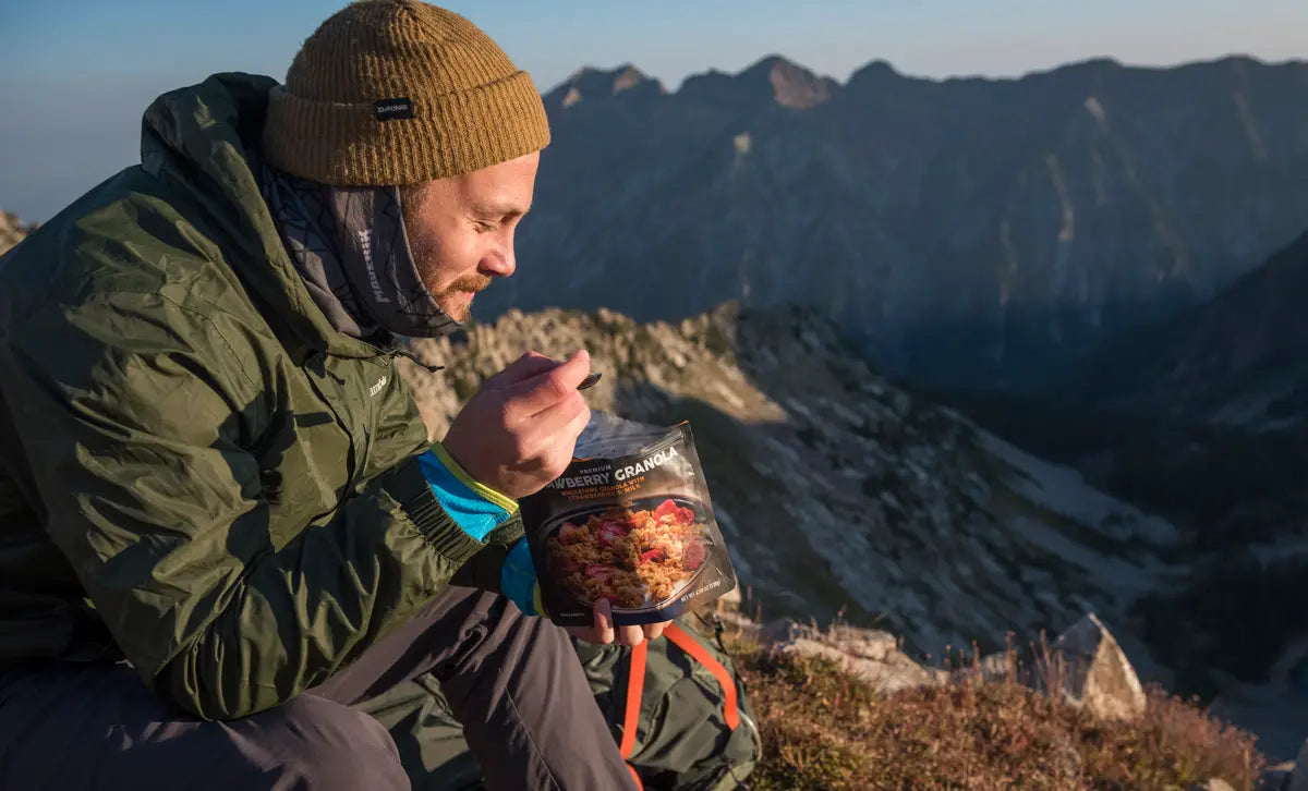 Peak Refuel strawberry granola outdoor breakfast with real strawberries
