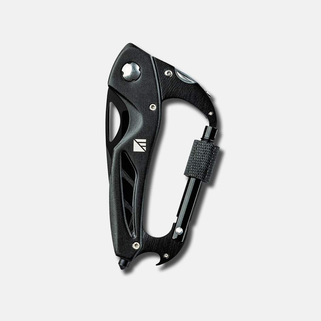 Compact carabiner multi-tool with screwdrivers and bottle opener