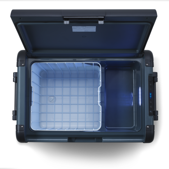 Top view of Dometic CFX2 57L 12V fridge freezer showing digital controls and sturdy lid