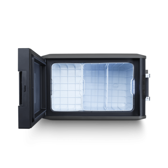 Compact 45L electric fridge with Vacuum Insulated Panels, -7°F cooling, and Bluetooth control for outdoor adventures.