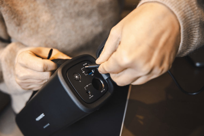 The Dometic PLB15 battery with dimensions of 3.35 inches in height and depth, 8.76 inches in width, and a weight of 3.86 pounds, shown for portability and compact design.