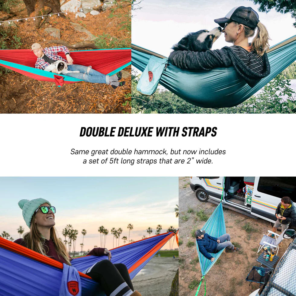 Durable parachute nylon hammock with triple-lock stitched seams for strength