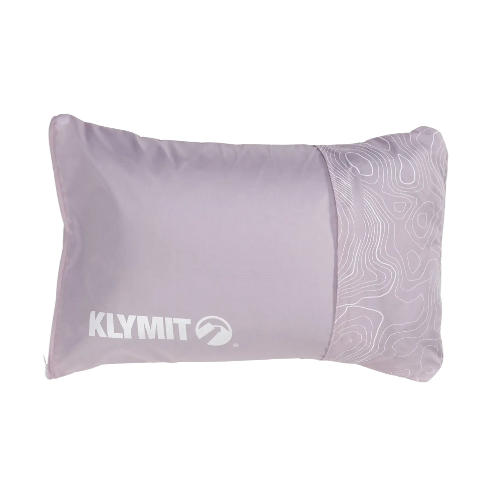 The Drift Pillow in its expanded form, featuring a soft, jersey cotton pillowcase. Designed with shredded memory foam and a gel fiber core, it provides a balance of plush comfort and support for restful sleep anywhere.