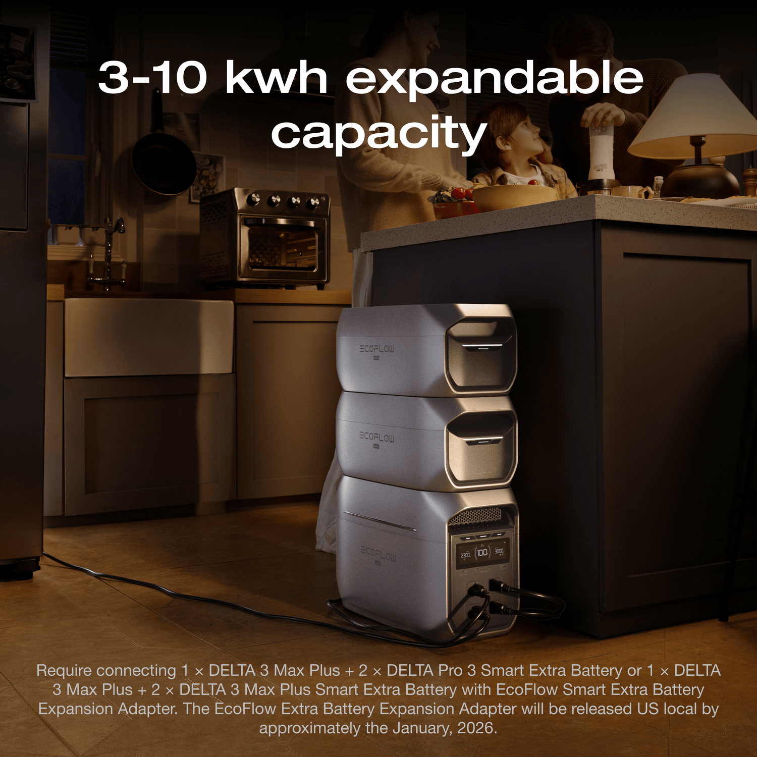 Compact EcoFlow DELTA 3 Max Plus portable generator with Wi-Fi and Bluetooth smart app monitoring and control.