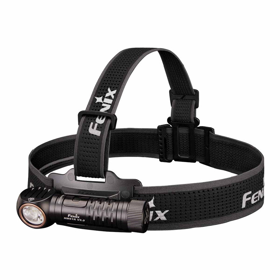 Fenix HM61R V2.0 multifunctional rechargeable headlamp with black body and head strap