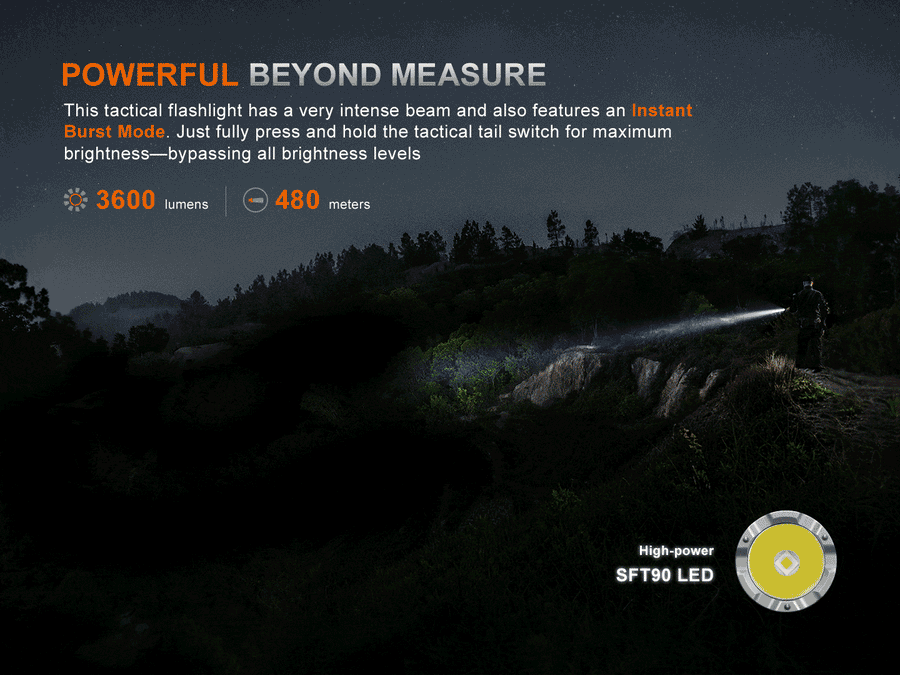 Fenix TK21R rechargeable duty flashlight including ARB‑L21‑6000 battery