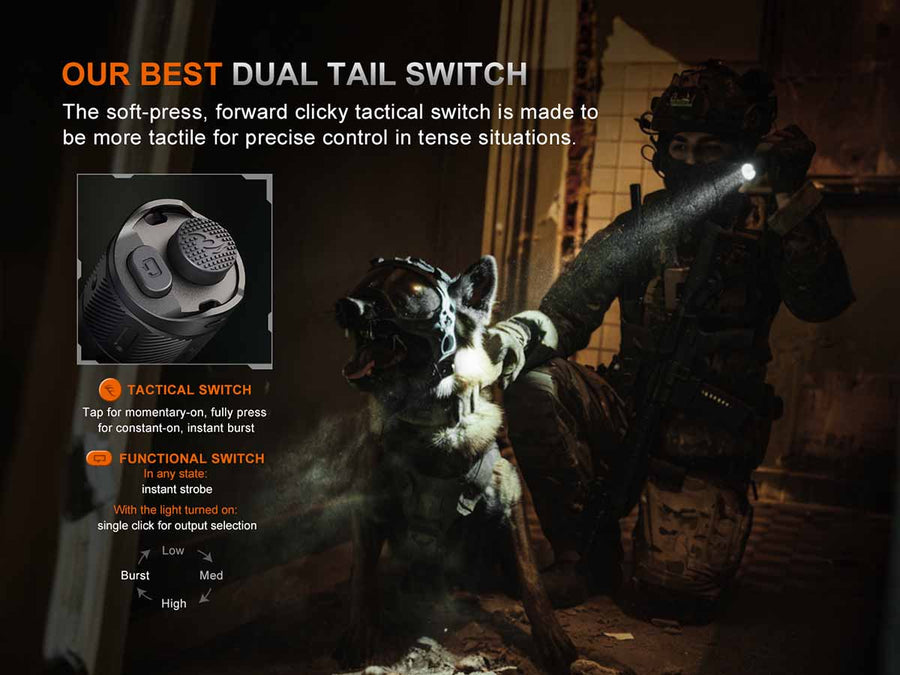 Fenix TK21R tactical LED torch IP68 waterproof rugged aluminium